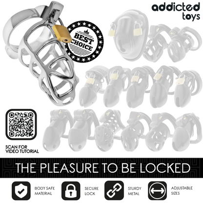 ADDICTED TOYS LOCKED - GAIOLA DE PÊNIS DE METAL COM TRAVA DE PRATA TAMANHO S