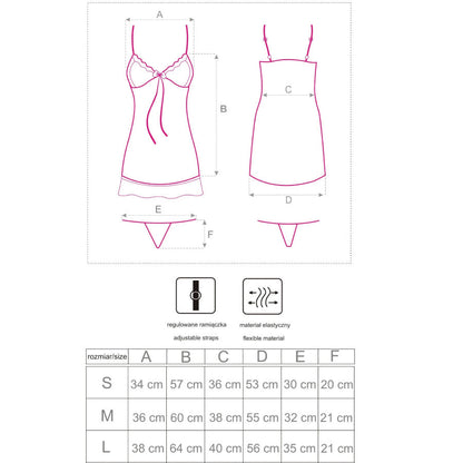 LIVCO CORSETTI FASHION - HYEONA 1710 BABYDOLL + TANGA ROSE S