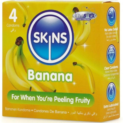SKINS - PRESERVATIVOS BANANA PREMIUM PAQUETE DE 4