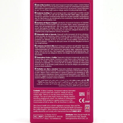 SKINS - DOTS & RIBS PREMIUM PRESERVATIVOS PACOTE COM 16