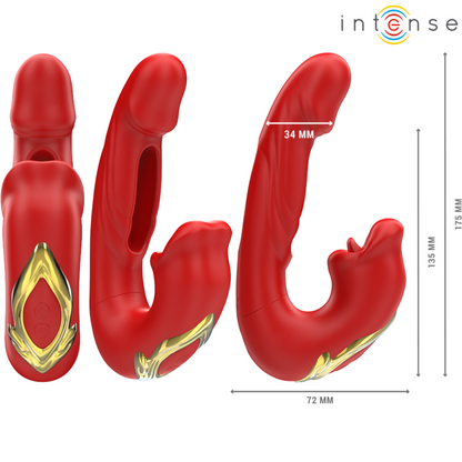 INTENSE - NATHY VIBRADOR DOBLE CON BOCA ESTIMULANTE MULTIFUNCIÓN ROJO