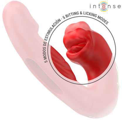 INTENSE - NATHY VIBRADOR DOBLE CON BOCA ESTIMULANTE MULTIFUNCIÓN ROJO