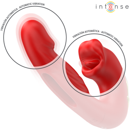 INTENSE - NATHY VIBRADOR DOBLE CON BOCA ESTIMULANTE MULTIFUNCIÓN ROJO