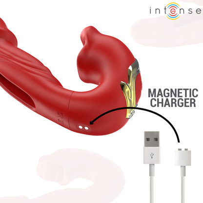 INTENSE - NATHY VIBRADOR DOBLE CON BOCA ESTIMULANTE MULTIFUNCIÓN ROJO