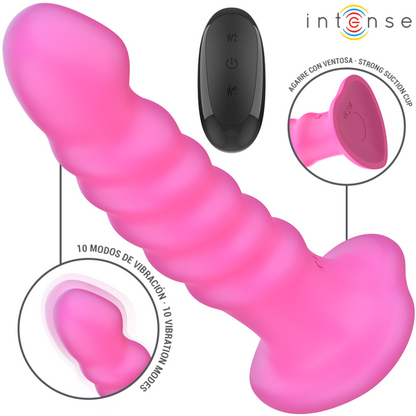 INTENSE - VIBRADOR CINDY TALLA L DISEÑO ESPIRAL 10 VIBRACIONES ROSA CONTROL REMOTO
