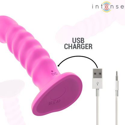 INTENSE - VIBRADOR CINDY TALLA L DISEÑO ESPIRAL 10 VIBRACIONES ROSA CONTROL REMOTO