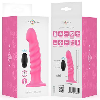 INTENSE - VIBRADOR CINDY TALLA L DISEÑO ESPIRAL 10 VIBRACIONES ROSA CONTROL REMOTO