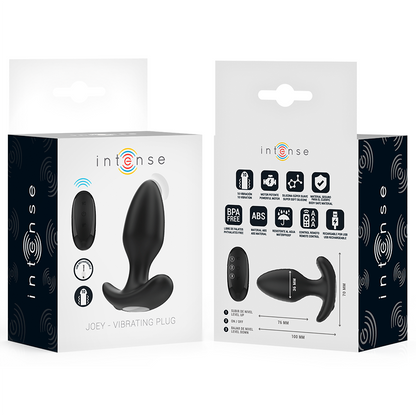 INTENSE - JOEY ANAL PLUG 10 VIBRAÇÕES PRETO CONTROLE REMOTO