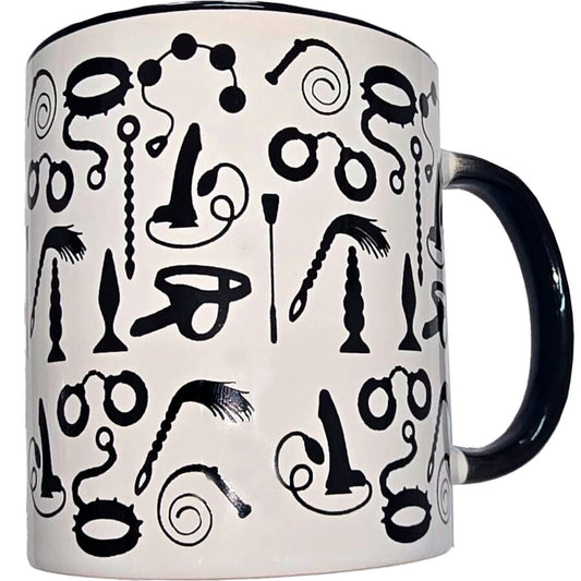 DIABLO PICANTE - TAZA BONDAGE BLANCA CON ASA NEGRA 370 ML