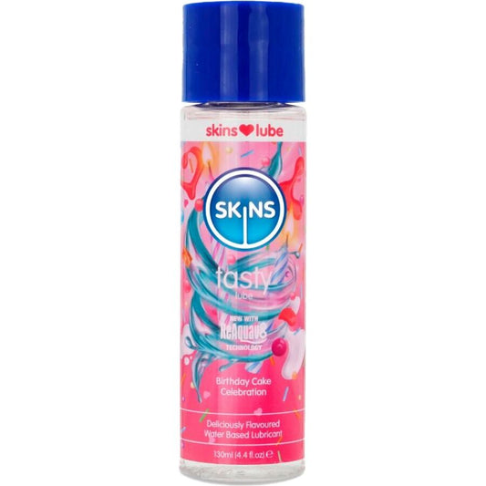 SKINS - LUBRICANTE SABROSO A BASE DE AGUA CON AROMA A PASTEL DE CUMPLEAÑOS 130 ML