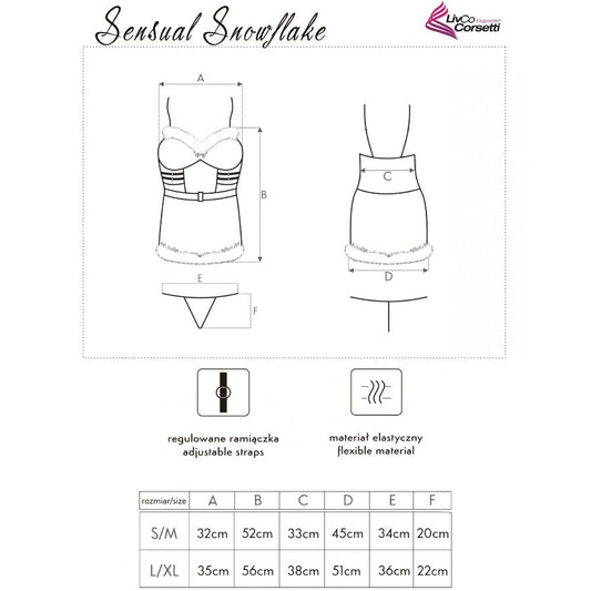 LIVCO CORSETTI FASHION - SENSUAL SNOWFLAKE LC 90603 CAMISÓN DE NAVIDAD + TANGA + DIADEMA S/M