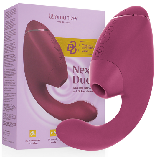WOMANIZER - DUO NEXT ESTIMULADOR DOBLE DE CLÍTORIS Y PUNTO G ROSA OSCURO