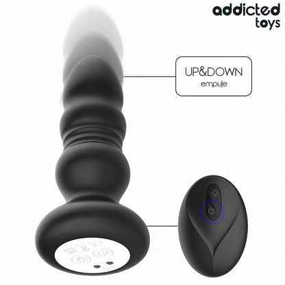 ADDICTED TOYS - PLUG ANAL GIRATORIO VIBRATORIO CON LUZ LED Y CONTROL REMOTO