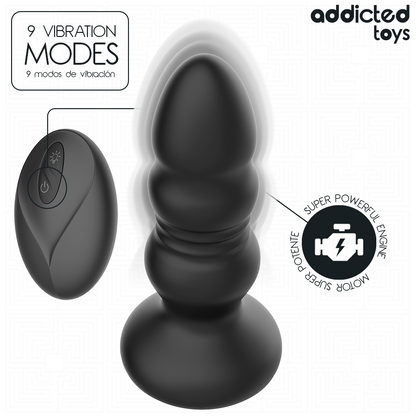 ADDICTED TOYS - PLUG ANAL GIRATORIO VIBRATORIO CON LUZ LED Y CONTROL REMOTO