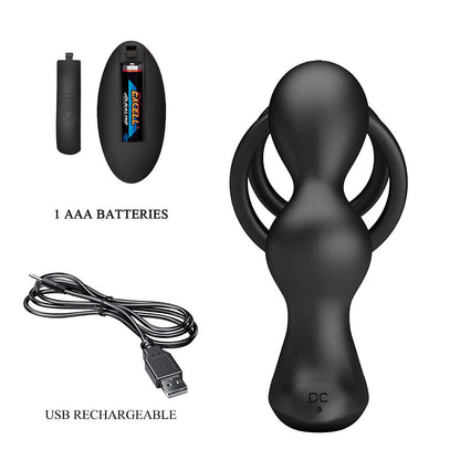 MR PLAY - PLUG ANAL VIBRATÓRIO COM ANEL PENIANO E CONTROLE REMOTO