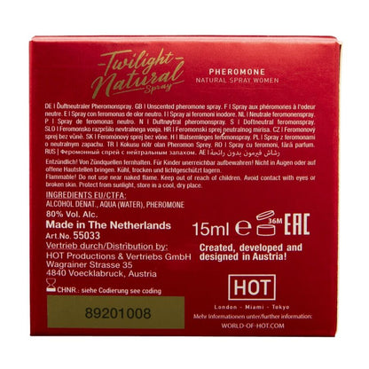 HOT - FEROMÔNIO CREPÚSCULO NATURAL PARA MULHERES 15 ML