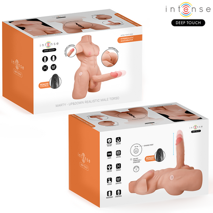 INTENSE DEEP TOUCH - TORSO MARTY COM DILDO REALISTA VIBRAÇÃO E CONTROLE REMOTO DE IMPULSO
