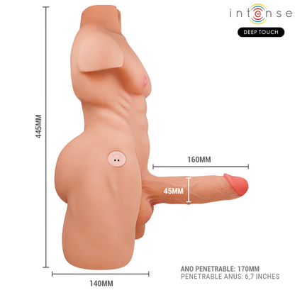INTENSE DEEP TOUCH - TORSO MARTY COM DILDO REALISTA VIBRAÇÃO E CONTROLE REMOTO DE IMPULSO