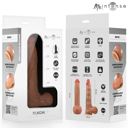 MR INTENSE - BRUCE PÊNIS ULTRA-REALISTA COM TESTÍCULOS 17,8 CM -Ø- 4 CM