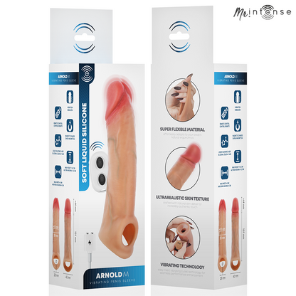 MR INTENSE - ARNOLD CAPA VIBRATÓRIA ULTRA-REALISTA PARA PÊNIS M 14,5 CM -Ø- 4 CM