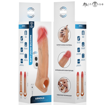 MR INTENSE - ARNOLD L CAPA PENIANA VIBRATÓRIA ULTRA-REALISTA COM CONTROLE REMOTO 16 CM -Ø- 4,5 CM
