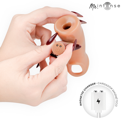 MR INTENSE - ARNOLD L CAPA PENIANA VIBRATÓRIA ULTRA-REALISTA COM CONTROLE REMOTO 16 CM -Ø- 4,5 CM