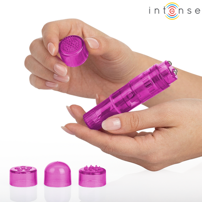 INTENSE - MINI MASSAGEADOR KURT COM 4 CABEÇAS INTERCAMBIÁVEIS ROSA