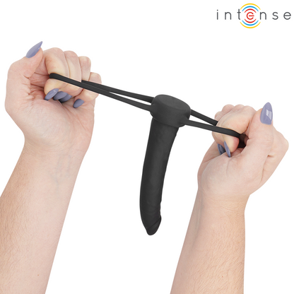 INTENSE - LUCAS DILDO ANAL COM ANEL DE SILICONE PARA PÊNIS E TESTÍCULOS
