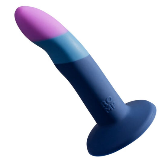 ROMP - PICCOLO DILDO DE SILICONE COM VENTOSA TRICOLORIDA 14 CM