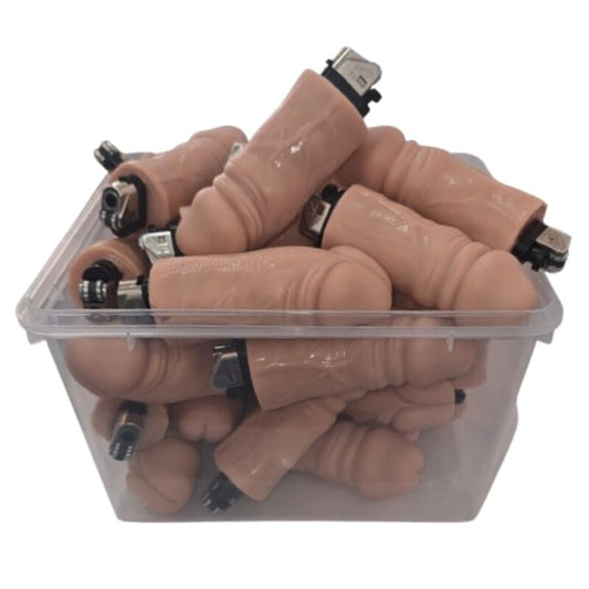 DIABLO PICANTE - POTE COM 30 ISQUEIROS EM FORMATO DE PÊNIS DE CARNE