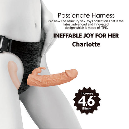 BAILE - CHARLOTTE HOLLOW DUPLA PENETRAÇÃO STRAP-ON CARNE