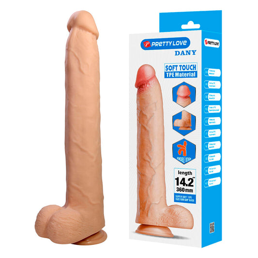 PRETTY LOVE - DANY DILDO FLEXÍVEL REALISTA COM VENTOSA 36 CM -Ø- 5,6 CM