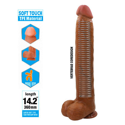 PRETTY LOVE - DANY DILDO FLEXÍVEL REALISTA COM VENTOSA 36 CM -Ø- 5,6 CM MARROM