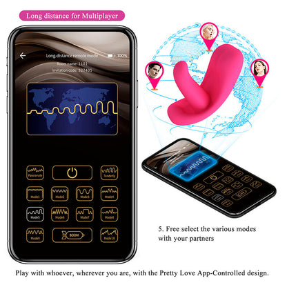 PRETTY LOVE - MASSAGEADOR HAZELYNN COM 12 FUNÇÕES E CONTROLE POR APLICATIVO (ROSA)