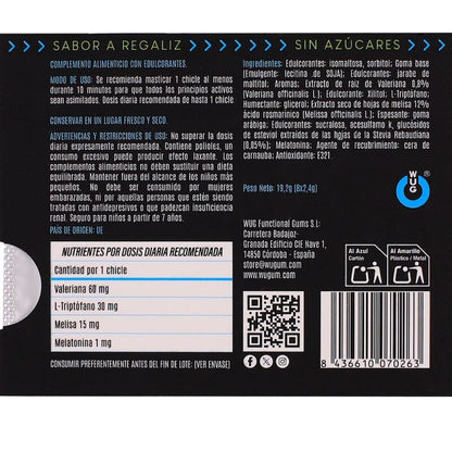 WUG off - A goma de mascar funcional que ajuda você a relaxar e dormir melhor. Cartela com 8 pacotes.