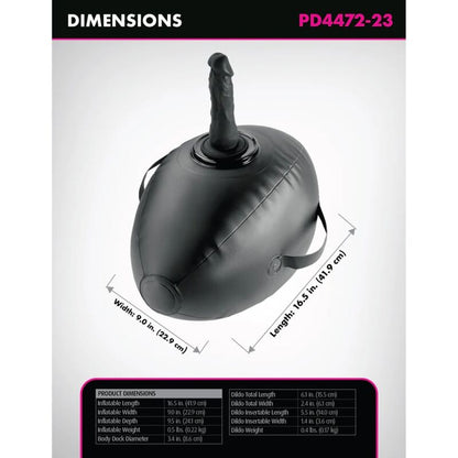 FETISH FANTASY SERIES - BODY DOCK BOLA DE AMOR INFLÁVEL COM DILDO PRETA 41,9 CM