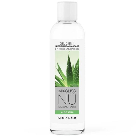 MIXGLISS - 2 EM 1 LUBRIFICANTE À BASE DE ÁGUA E GEL DE MASSAGEM NURU ALOE VERA 150 ML