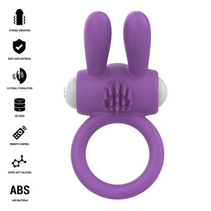 INTENSE - ANEL PENIANO VIBRATÓRIO HOPPS COM ESTIMULAÇÃO CLITÓRICA ROXO