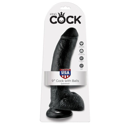 KING COCK - 9 DILDO NEGRO CON TESTÍCULOS 22.9 CM