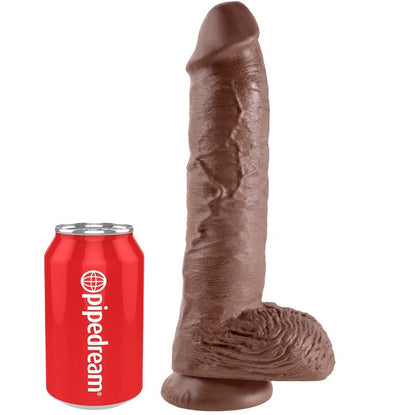 KING COCK - 10 DILDO MARRÓN CON BOLAS 25.4 CM