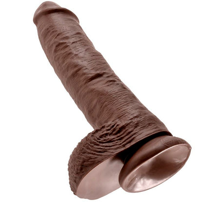 KING COCK - 10 DILDO MARRÓN CON BOLAS 25.4 CM