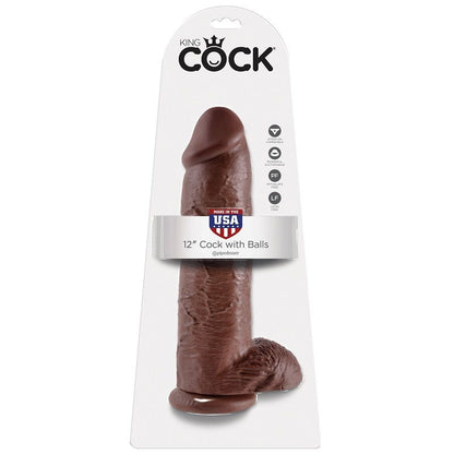 KING COCK - 12 DILDO MARRÓN CON BOLAS 30.48 CM