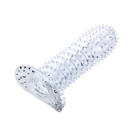 Funda para pene con puntos estimulantes, morado, 14 cm