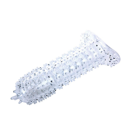 Funda para pene con puntos estimulantes, morado, 14 cm