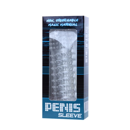 Funda para pene con puntos estimulantes, morado, 14 cm
