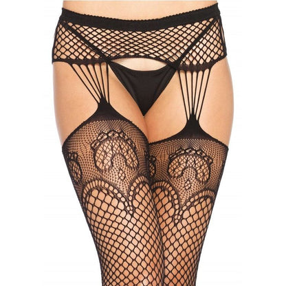 LEG AVENUE - NET TIGHTS WITH GARTER LINES