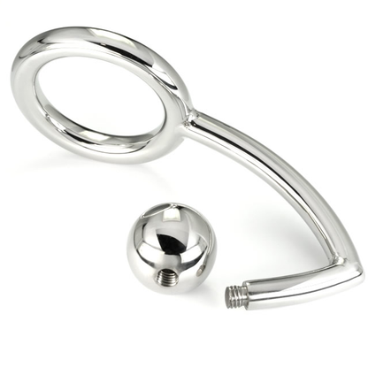METAL HARD - COCK RING WITH ANAL HOOK INTRUDER 45MM