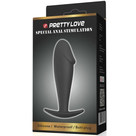 PRETTY LOVE - BLACK SILICONE PENIS SHAPE ANAL PLUG