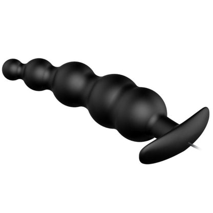 PRETTY LOVE - EXTRA STIMULATION SILICONE ANAL PLUG WITH 12 VIBRATION MODES - BLACK