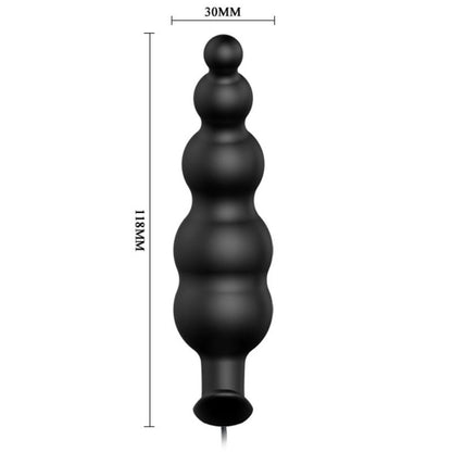PRETTY LOVE - EXTRA STIMULATION SILICONE ANAL PLUG WITH 12 VIBRATION MODES - BLACK